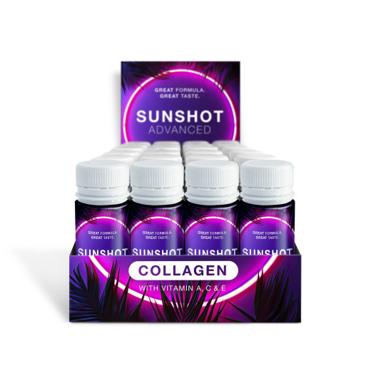 SUNSHOT Tan & Beauty Drink PROMOPACK DISPLAY  4 stuks GRATIS